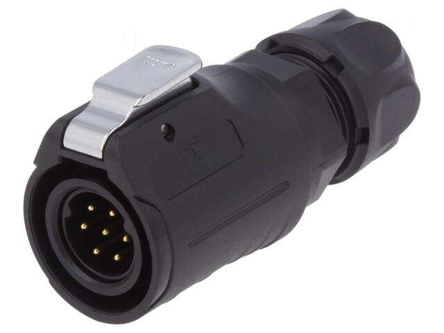 Connector: rond; stekker; maat 16; 02; mannelijk; PIN: 7; verguld; 5A Connector: rond; stekker; maat 16; 02; mannelijk; PIN: 7; verguld; 5A